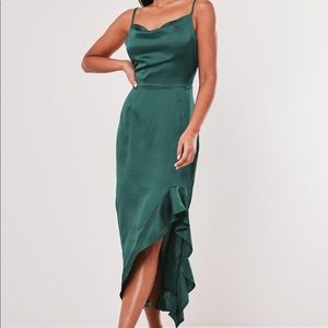 Sage Green Satin Midi Dress